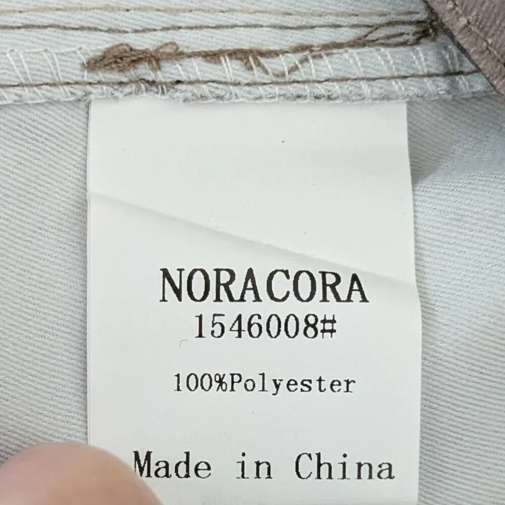 NORACORA, NWT Brown Floral High Rise Lightweight Poly Straight Jeans; Size M